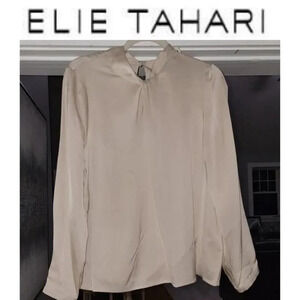 Elie Tahari twist Neck Blouse top in champagne sz Medium 12/14